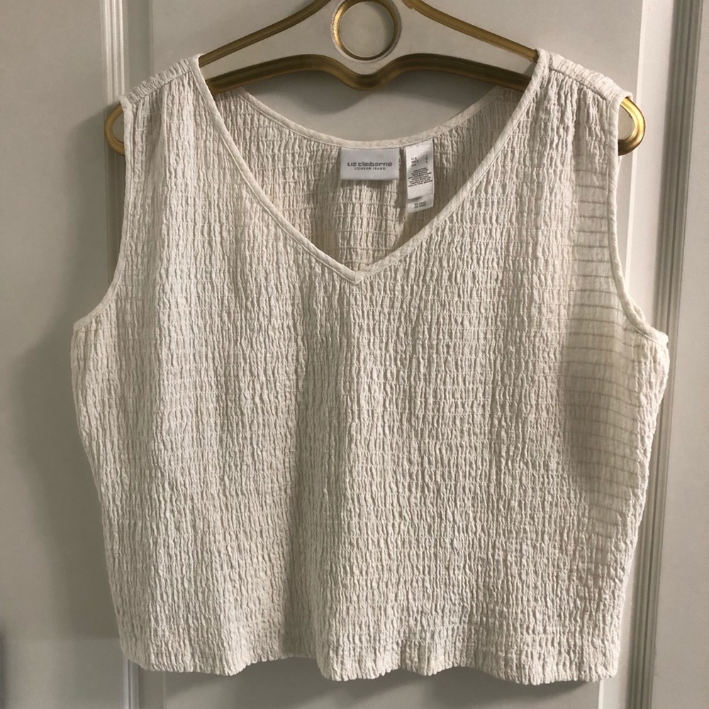 White stretch elastic cotton crop top L/XL